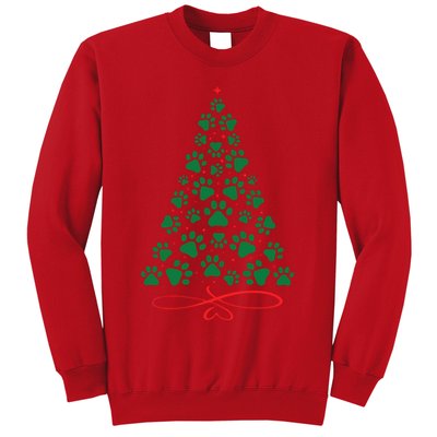 Christmas Paw Tree Christmas Dog Paw Christmas Tree Sweatshirt