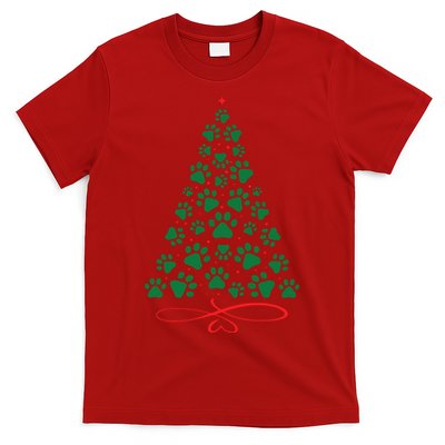 Christmas Paw Tree Christmas Dog Paw Christmas Tree T-Shirt
