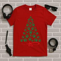 Christmas Paw Tree Christmas Dog Paw Christmas Tree T-Shirt