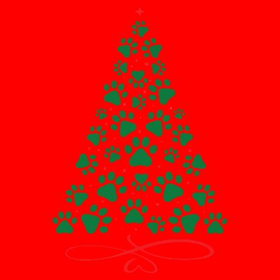 Christmas Paw Tree Christmas Dog Paw Christmas Tree T-Shirt
