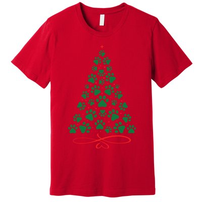 Christmas Paw Tree Christmas Dog Paw Christmas Tree Premium T-Shirt