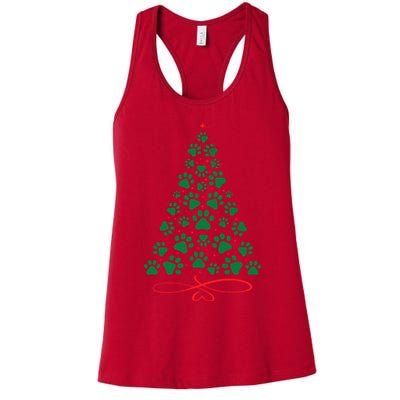 Christmas Paw Tree Christmas Dog Paw Christmas Tree Womens Tank Top