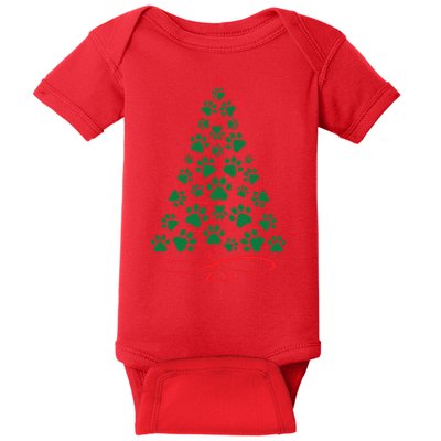 Christmas Paw Tree Christmas Dog Paw Christmas Tree Baby Bodysuit