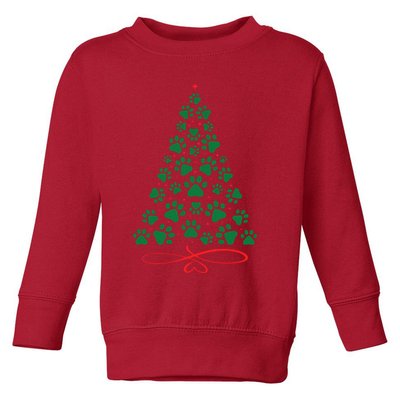 Christmas Paw Tree Christmas Dog Paw Christmas Tree Toddler Sweatshirt