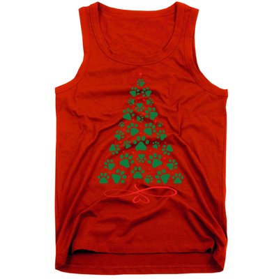 Christmas Paw Tree Christmas Dog Paw Christmas Tree Tank Top
