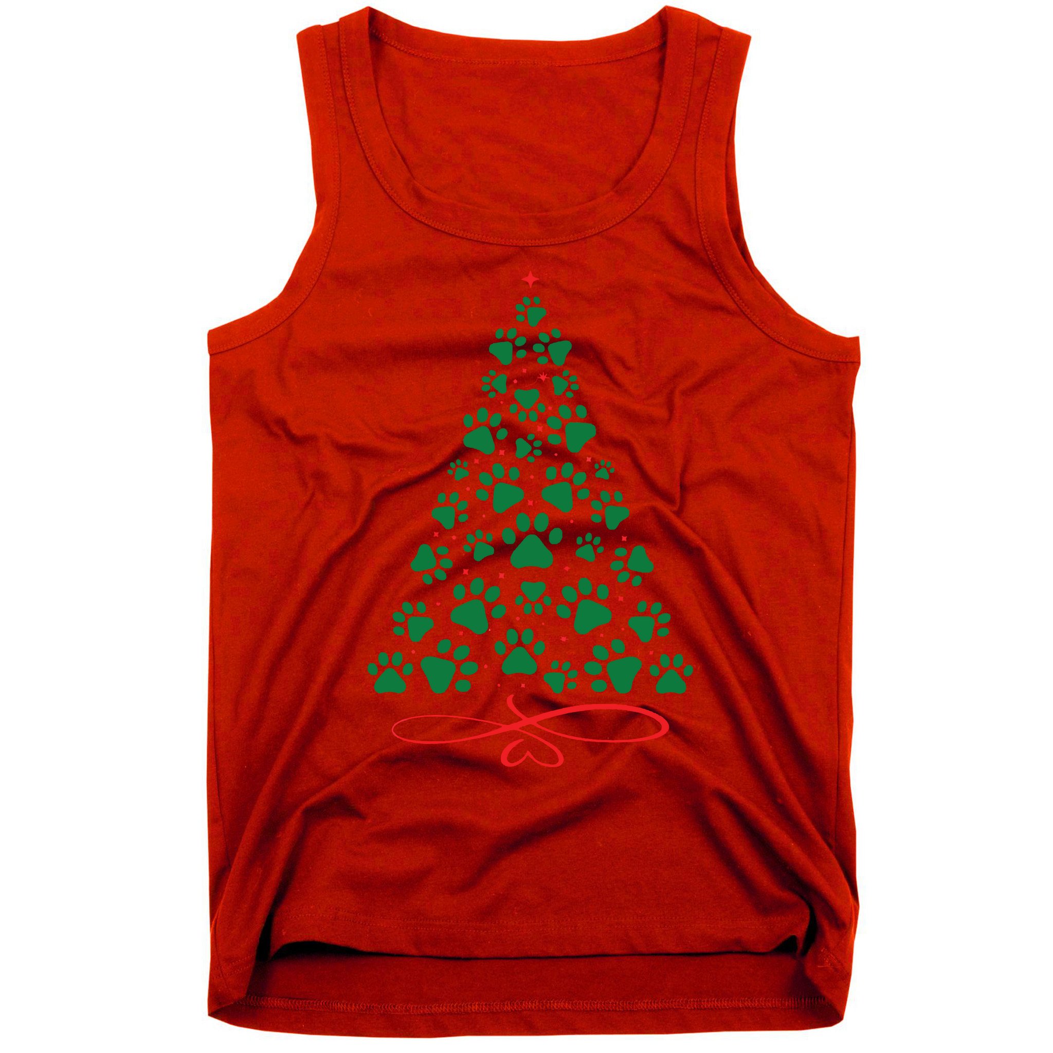 Christmas Paw Tree Christmas Dog Paw Christmas Tree Tank Top