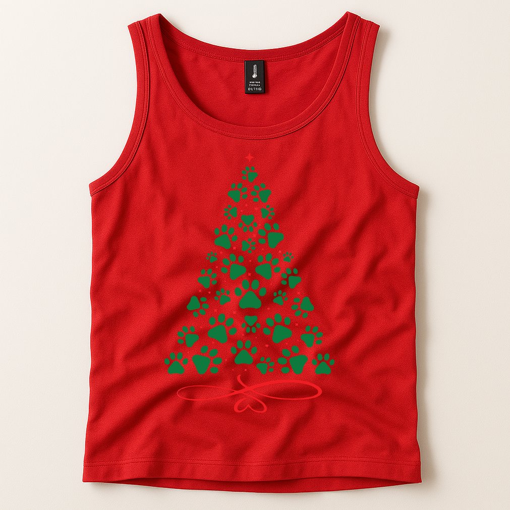 Christmas Paw Tree Christmas Dog Paw Christmas Tree Tank Top