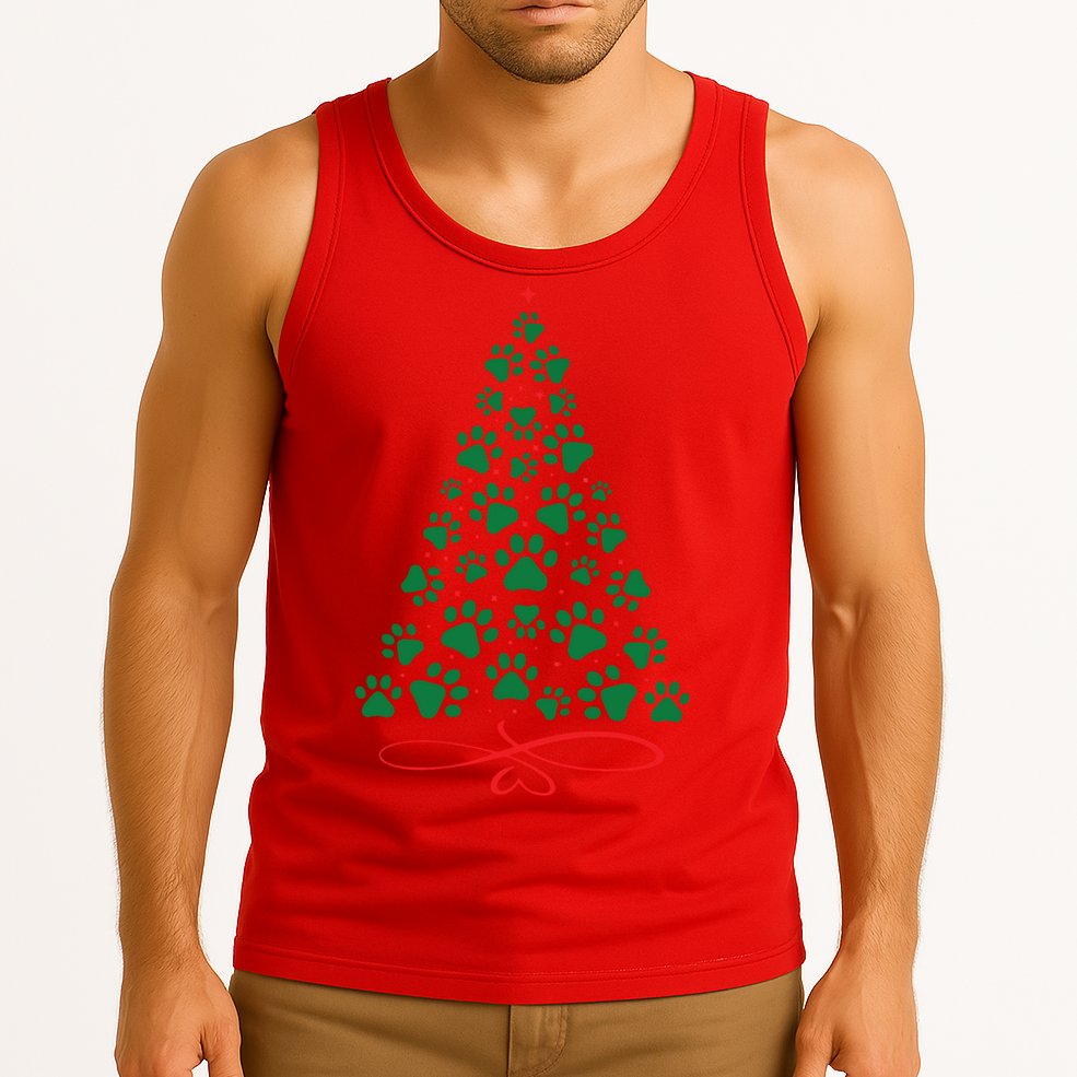 Christmas Paw Tree Christmas Dog Paw Christmas Tree Tank Top