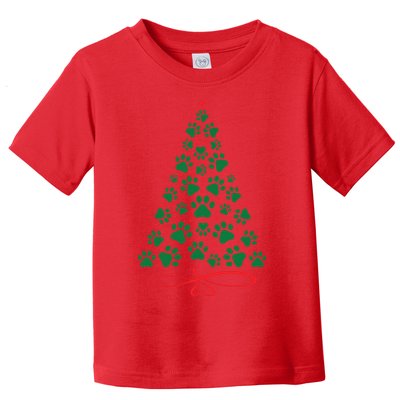 Christmas Paw Tree Christmas Dog Paw Christmas Tree Toddler T-Shirt
