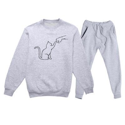 Cute Pet Tee I Love My Cat Best Friend Fist Bump Cat Lovers Premium Crewneck Sweatsuit Set