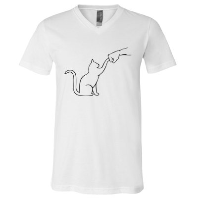 Cute Pet Tee I Love My Cat Best Friend Fist Bump Cat Lovers V-Neck T-Shirt