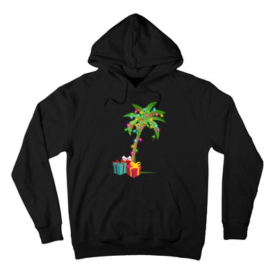 Christmas Palm Tree Coconut Lights Beach Hawaii Xmas Gifts Long Sleeve Hoodie