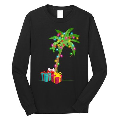 Christmas Palm Tree Coconut Lights Beach Hawaii Xmas Gifts Long Sleeve Long Sleeve Shirt