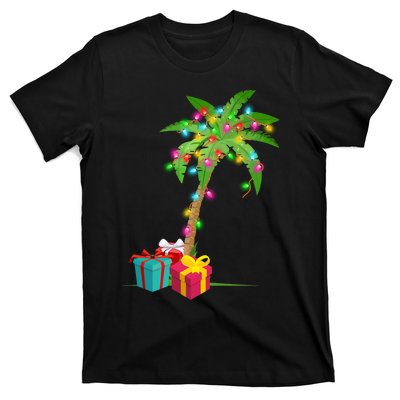 Christmas Palm Tree Coconut Lights Beach Hawaii Xmas Gifts Long Sleeve T-Shirt