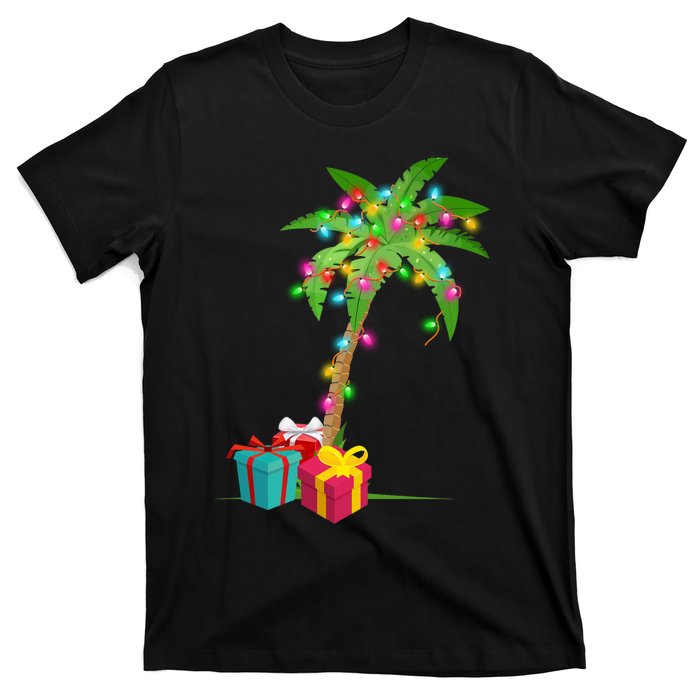 Christmas Palm Tree Coconut Lights Beach Hawaii Xmas Gifts Long Sleeve T-Shirt