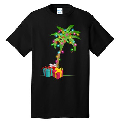 Christmas Palm Tree Coconut Lights Beach Hawaii Xmas Gifts Long Sleeve Tall T-Shirt