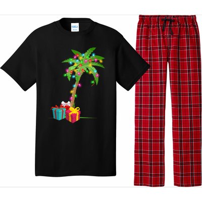 Christmas Palm Tree Coconut Lights Beach Hawaii Xmas Gifts Long Sleeve Pajama Set