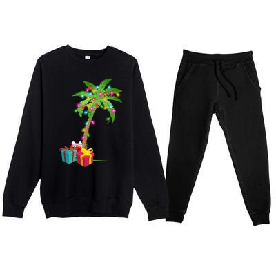 Christmas Palm Tree Coconut Lights Beach Hawaii Xmas Gifts Long Sleeve Premium Crewneck Sweatsuit Set