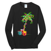 Christmas Palm Tree Coconut Lights Beach Hawaii Xmas Gifts Long Sleeve Tall Long Sleeve T-Shirt