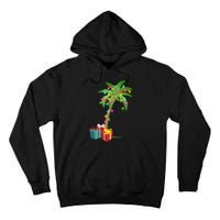 Christmas Palm Tree Coconut Lights Beach Hawaii Xmas Gifts Long Sleeve Tall Hoodie