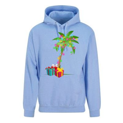 Christmas Palm Tree Coconut Lights Beach Hawaii Xmas Gifts Long Sleeve Unisex Surf Hoodie