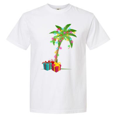 Christmas Palm Tree Coconut Lights Beach Hawaii Xmas Gifts Long Sleeve Garment-Dyed Heavyweight T-Shirt