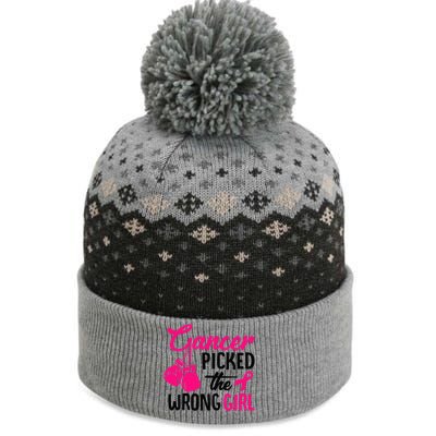 Cancer Picked The Wrong Girl Breast Cancer Awareness The Baniff Cuffed Pom Beanie