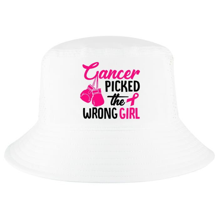 Cancer Picked The Wrong Girl Breast Cancer Awareness Cool Comfort Performance Bucket Hat