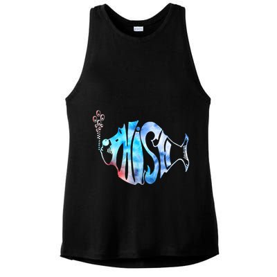 Colorful Phishjam Tiedye For Fisherman Fish Graphic Ladies PosiCharge Tri-Blend Wicking Tank
