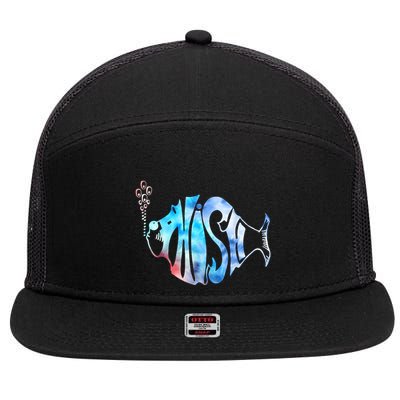 Colorful Phishjam Tiedye For Fisherman Fish Graphic 7 Panel Mesh Trucker Snapback Hat