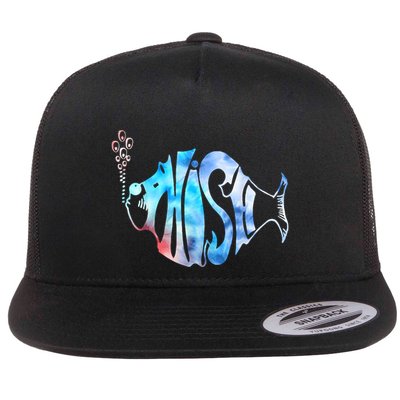 Colorful Phishjam Tiedye For Fisherman Fish Graphic Flatbill Hat