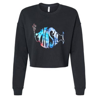 Colorful Phishjam Tiedye For Fisherman Fish Graphic Cropped Pullover Crew