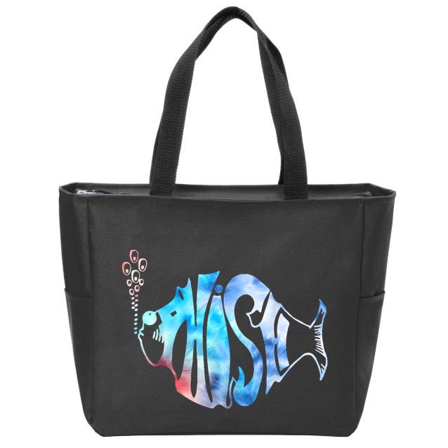 Colorful Phishjam Tiedye For Fisherman Fish Graphic Zip Tote Bag