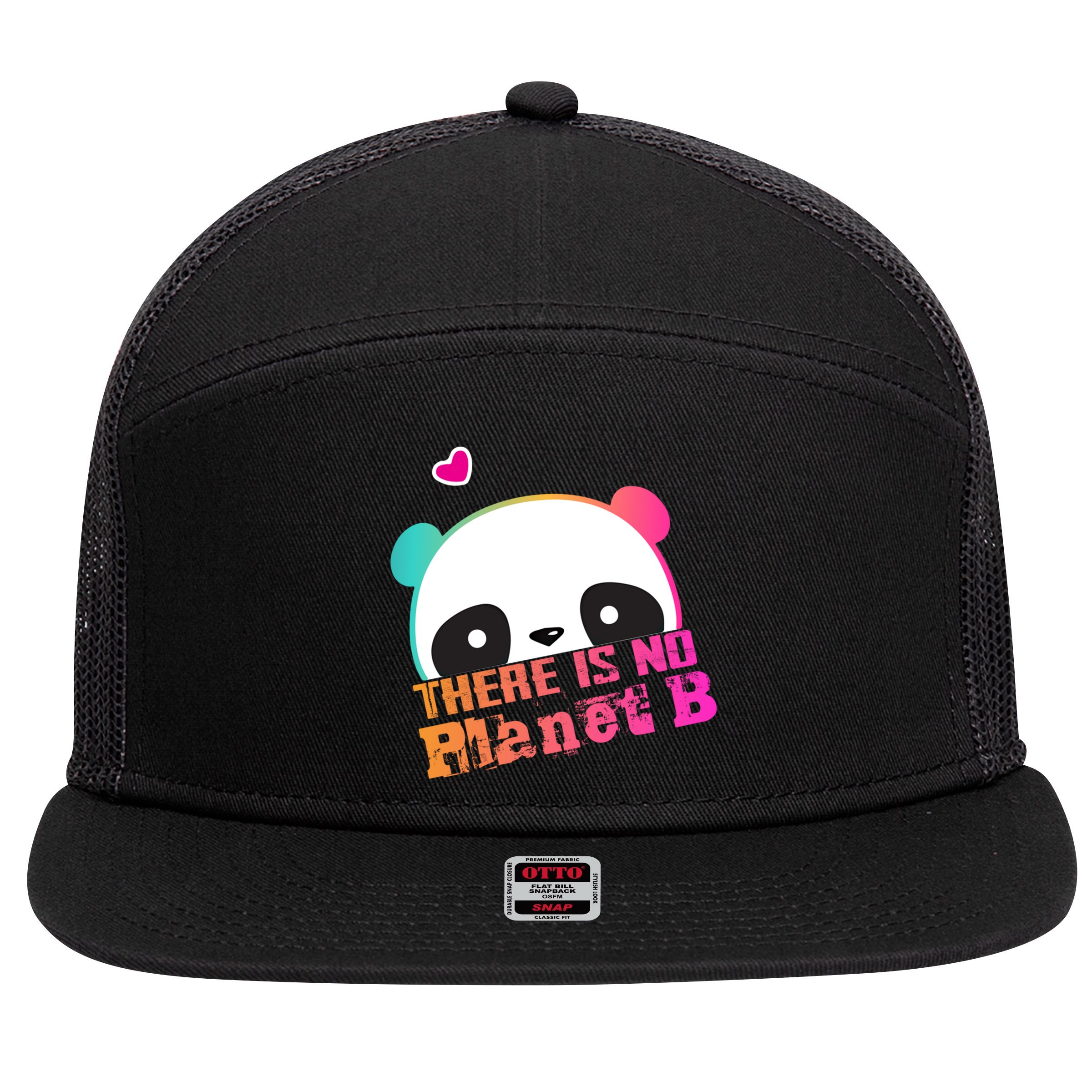 Cute Panda: There Is No Planet B Gift Climate Change Is Real! Gift 7 Panel Mesh Trucker Snapback Hat