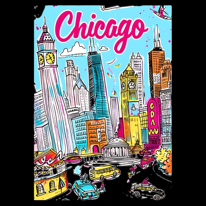 Chicago Preppy Travel Design Drawstring Bag