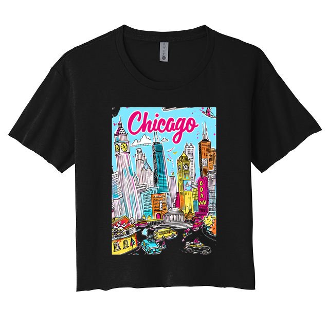 Chicago Preppy Travel Design Women's Crop Top Tee
