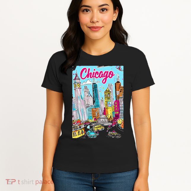 Chicago Preppy Travel Design Womens T-Shirt