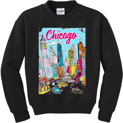 Chicago Preppy Travel Design Kids Sweatshirt