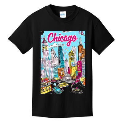 Chicago Preppy Travel Design Kids T-Shirt