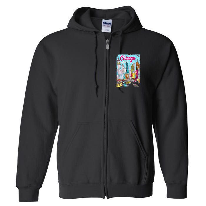 Chicago Preppy Travel Design Full Zip Hoodie
