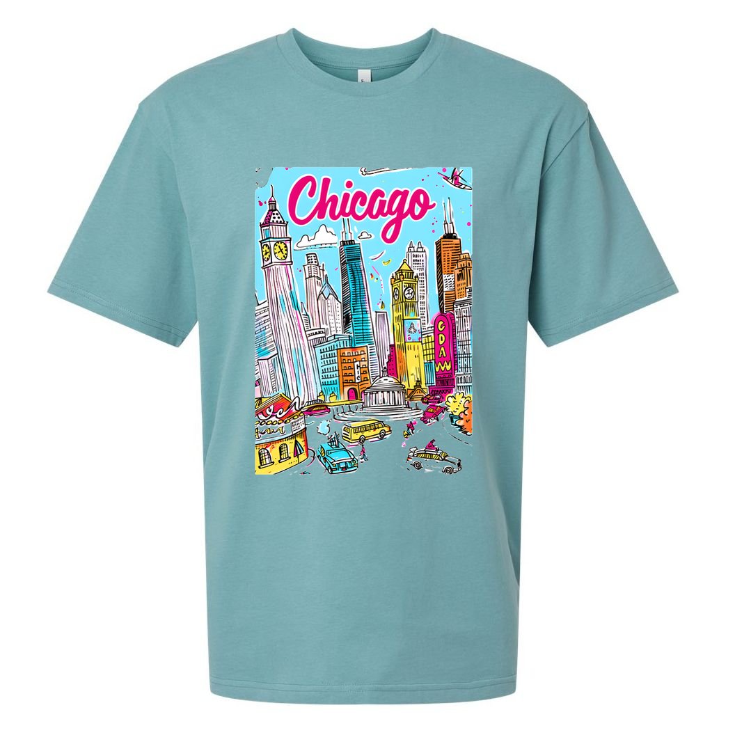 Chicago Preppy Travel Design Sueded Cloud Jersey T-Shirt