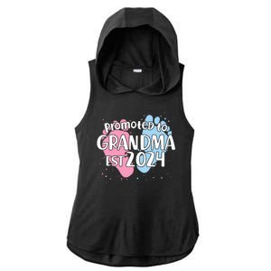 Cute Promoted To Grandma Est 2024 Ladies PosiCharge Tri-Blend Wicking Draft Hoodie Tank