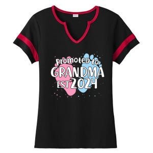 Cute Promoted To Grandma Est 2024 Ladies Halftime Notch Neck Tee