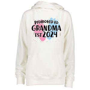 Cute Promoted To Grandma Est 2024 Womens Funnel Neck Pullover Hood