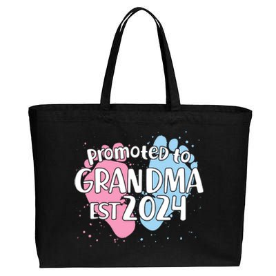 Cute Promoted To Grandma Est 2024 Cotton Canvas Jumbo Tote