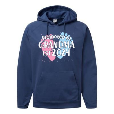 Cute Promoted To Grandma Est 2024 Performance Fleece Hoodie