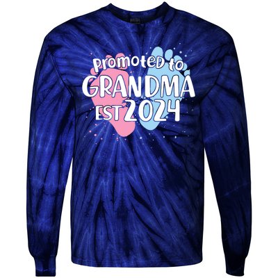 Cute Promoted To Grandma Est 2024 Tie-Dye Long Sleeve Shirt