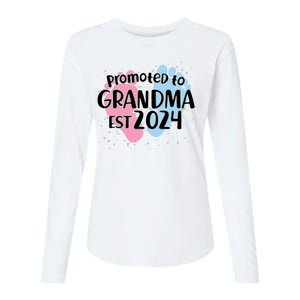 Cute Promoted To Grandma Est 2024 Womens Cotton Relaxed Long Sleeve T-Shirt