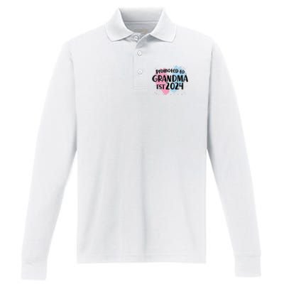 Cute Promoted To Grandma Est 2024 Performance Long Sleeve Polo