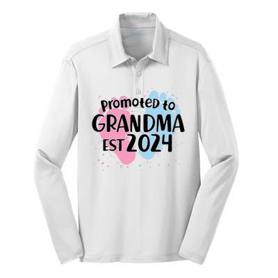 Cute Promoted To Grandma Est 2024 Silk Touch Performance Long Sleeve Polo